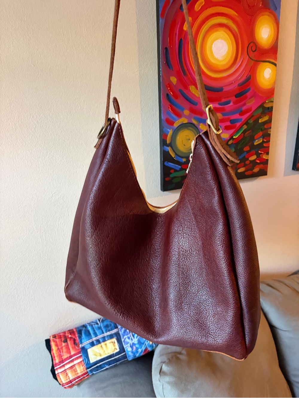 Portland Leather Large Aspen Shoulder Bag in Nutmeg